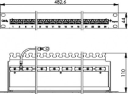 ( J02023A0050 ) Panel krosowy 19" 24 porty RJ45 kat.6A - ekranowany